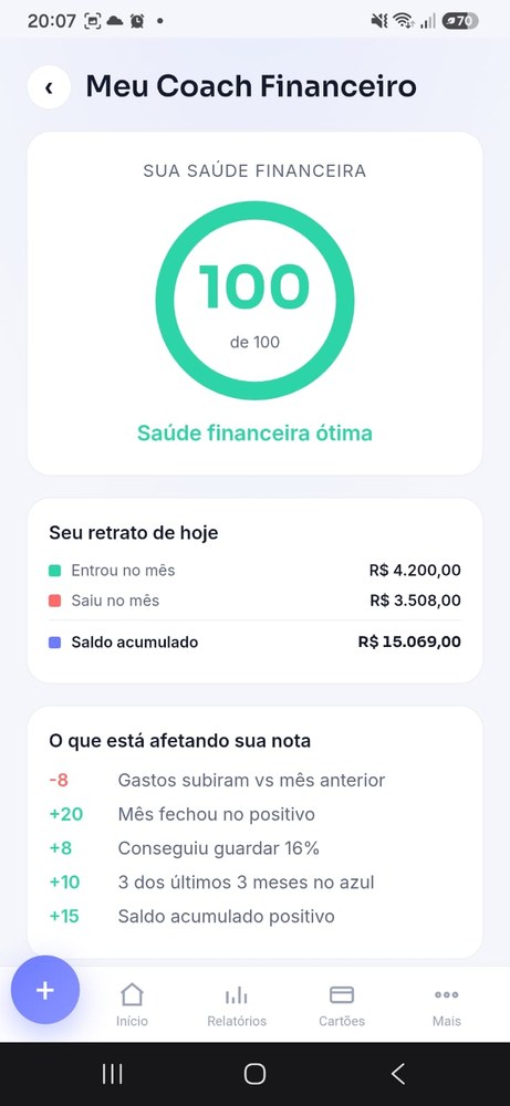 App no celular - dashboard