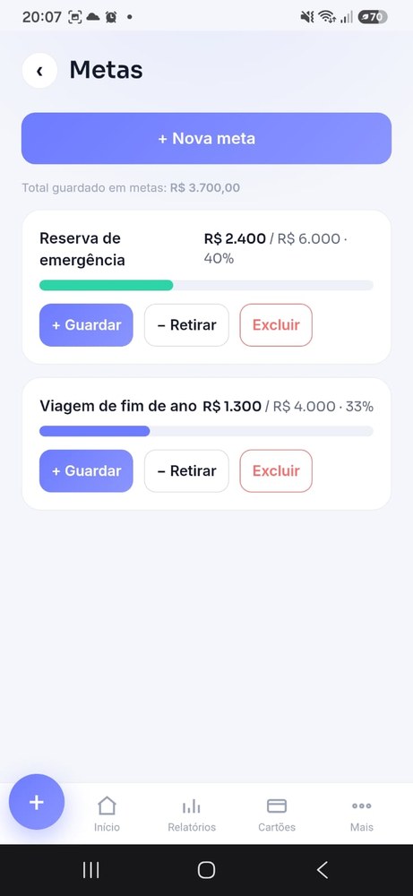 App no celular - metas