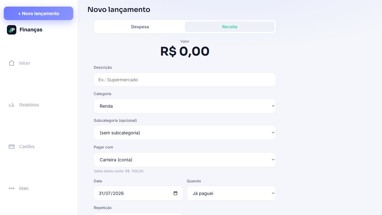 Tela de novo lançamento